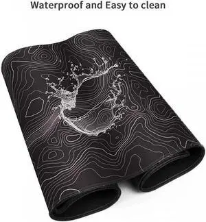 Large Gaming Mouse Pad Topographic Map Lines Contour Geographic Computer Keyboard Mouse Mat Desk Pad Non-Slip Desk Mat for Home Office Gaming Work, 35.4x15.7 in