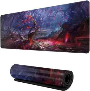 Cherry Blossom Anime Gaming Mouse Pad Extended Large Square Long Full Desk Computer Keyboard Mat for Retouching Desktop Pad Thick XXL Painting with Design Non-Slip Rubber Base Waterproof 80X30