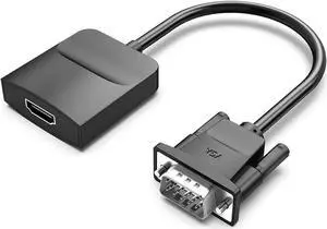 VGA to HDMI Adapter with Audio (PC VGA Source Output to TV/Monitor with HDMI Connector) 1080P VGA to HDMI Adapter Cable for Computer Desktop Laptop PC Monitor HDTV (1.5FT/0.5M)