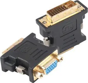 DVI-I to VGA Adapter, 2 Pack DVI 24+5 to VGA Male to Female Adapter with Gold Plated Cord