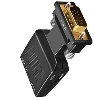 VGA to HDMI Adapter 1080p VGA Male to HDMI Female Video Audio Converter with USB Cable and 35mm Audio Cable for PC Monitor Projector TV