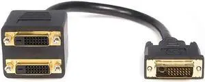 ft DVI Splitter Cable - M / F - DVI-D to 2x DVI-D Dual Video Splitter for Your Split Screen Computer Monitor (DVISPL1DD), Black