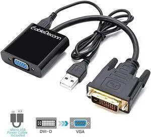 DVI 24+1 DVI-D M to VGA Male With Micro USB Active Adapter Converter Cable for PC DVD Monitor HDTV