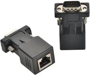 VGA Extender Adapter, 2 Pack VGA15 Pin Male to RJ45 Adapter Extender Over Cat5 Cat6 Ethnernet Cable (65ft/20m)