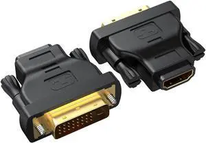 DVI to HDMI Adapter 2-Pack, Bidirectional Female HDMI to DVI-D(24+1) Male Adapter with Gold-Plated for Computer, Monitor, Projector, TV, PS3/4/5 Nintendo Switch and More