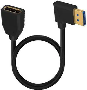 2ft 32.4Gbps 8K@60Hz DisplayPort Extension Cable, Right Angle Male to Female DP 1.4 Extender Adapter Ultra HD Cable for HDTV Laptop Monitor Projector PS4 PS5, Support 4K@144Hz 2K@165Hz