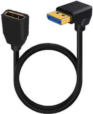 2ft 32.4Gbps 8K@60Hz DisplayPort Extension Cable, Down Angle Male to Female DP 1.4 Extender Adapter Ultra HD Cable for HDTV Laptop Monitor Projector PS4 PS5, Support 4K@144Hz 2K@165Hz