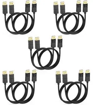 DisplayPort to DisplayPort Cables 6FT,10-Pack 4K@60Hz DP Display Port Male to Male Cord Gold-Plated, 2K@165Hz Compatible for Computer, Laptop, Graphics Card, etc
