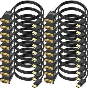 DisplayPort to VGA Cable 6 FT, 20-Pack Display Port DP to VGA Adapter Cord Male to Male HD Video 1080P for Computer, Monitor, TV, Projector