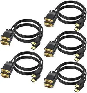 DisplayPort to VGA Cable 6 FT, 10-Pack Display Port DP to VGA Adapter Cord Male to Male HD Video 1080P for Computer, Monitor, TV, Projector