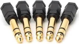 5PCS Gold Plated 3.5mm to 6.35mm Stereo Jack Headphone Adaptor Connector