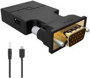 VGA to HDMI Adapter Converter with Audio,(PC VGA Source Output to TV/Monitor with HDMI Connector),FOINNEX Active Male VGA in Female HDMI 1080p Video Dongle adaptador for Computer,Laptop,Projector, TV