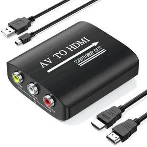 AV to HDMI Converter with HDMI Cable,RCA to HDMI Converter for PS1,PS2,PS3,Xbox,N64,WII,SNES,VHS,VCR,Blue-Ray DVD Players,STB
