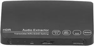 HDMI Splitter, HDMI Audio Extractor Switch, Bluetooth 5.0/4K/60HZ Analog Stereo R/L Audio Extractor Compatible with Dolby HD/DTS HD/Dolby Atoms/Dolby AC3/DTS/LPCM (HDCN0052M1)
