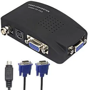 BNC to VGA Video Converter, S-Video Input to VGA Output, Supports PAL/NTSC, Easy to Install and Operate