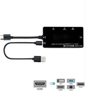 HDMI to VGA Audio HDMI DVI Adapter Multiport Splitter Converter 4 in1 Dongle Compatible for PS3 HDTV PC Monitor Projector