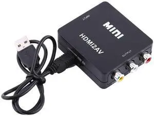 PUSOKEI Digital HDMI to RCA,HD Video Converter, 720p/1080p Mini HDMI to RCA Composite Video Audio AV CVBS Adapter Converter,Support NTSC/PAL Format (Black)
