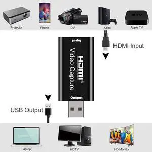 Audio Video Capture Card,HDMI to USB USB2.0 High Definition 1080p 30fps, Directly to Computer for Gaming, Streaming, Teaching, Video Conference or Live Broadcasting