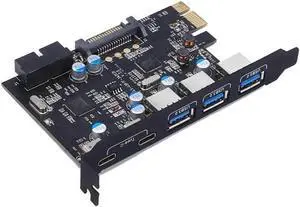 PCI Express Card to 3 PORTS USB 3.0 2 PORTS USB3.1 Type C Internal USB 3.0 20PIN 7 Ports USB HUB pcie to Type-c Converter Card