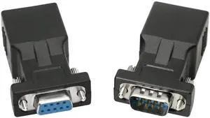 DB9 RS232 to RJ45 Extender, DB9 9-Pin Serial Port Female&Male to RJ45 CAT5 CAT6 Ethernet LAN Extend Adapter Cable-2pcs (2-Adapter)