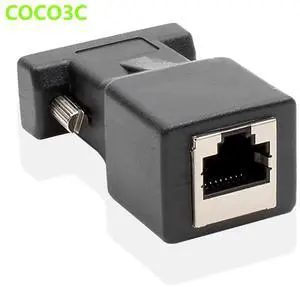 RS232 COM Female to RJ45 Female Connector Convertor DB9 Serial Port to LAN CAT5 CAT6 RJ45 Network Ethernet Cable Adapter