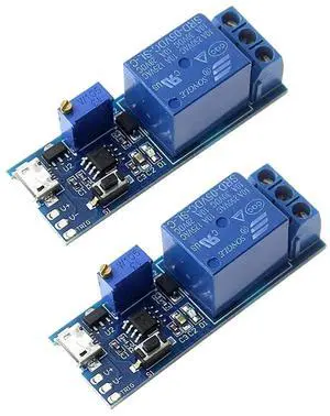 2pcs DC 5V Trigger Time Delay Switch Relay Module Adjustable Time Delay Control Swtich Trigger Delay Conduction Relay Switch Module Wide Voltage Delay Relay DC 5V-30V Micro USB Power
