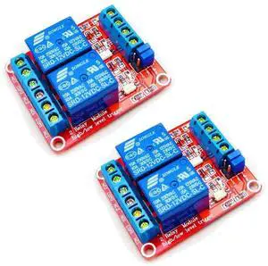 2pcs DC 12V 2 Channel Relay Module with Isolated Optocoupler High and Low Level H/L Level Trigger Module Triggered by DC 12V