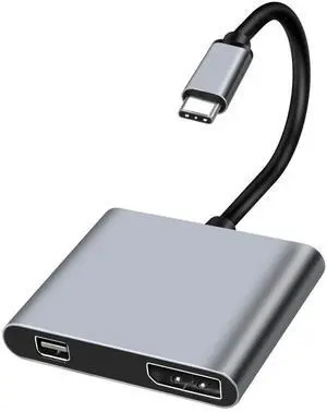 USB Type C to Mini DP/DP DisplayPort Adapter 4K 2 in 1 Type C Male to DisplayPort & Mini DisplayPort Female Video Converter Cable for Computer Phone Laptop Monitor Displays