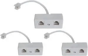 [RJ11 Telephone Adapter] 3PCS 2-Way RJ11 6P4C Telephone Plug to RJ11 6P4C Socket Adapter and Splitter for Landline Telephone