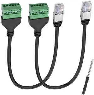 RJ12 Screw Terminal RJ12 6P6C to 6 Pin Solderless Connector Adapter Extension Cable Phone Cord RJ12 Male to 6 Pin Terminal Breakout Board Extender Connector for Landline Telephone Modem - 2PCS
