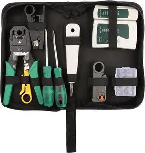Network Tool Kits Professional- Net Computer Maintenance LAN Cable Tester 9 in 1 Repair Tools,8P8C RJ45 Connectors,Cable Tester,Screwdriver,Crimp Pliers,stripping pliers Tool Set
