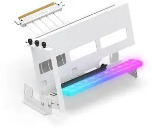 PCIe 4.0 GPU Mount Bracket with ARGB LED Module, Multi-Angle Adjustment with All White Riser Cable, Compatible to RTX4090, 4080, 4070ti - White