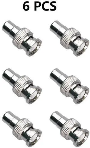 BNC to RCA Adapter BNC Male to RCA Female Connector Coaxial Adapter Coupler for Closed-Circuit TV Surveillance Camera DVR Switcher TV Cable 6pcs