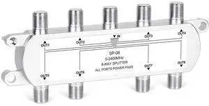 Digital 8-Way Coaxial Cable Splitter 5-2400MHz, RG6 Compatible, Work with Satellite/Cable TV and Internet, CATV Antenna System.(COAXIAL Cable NOT Included)