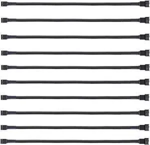 (10 Pack) 4-Pin PWM Fan Splitter Cable, 10.5"Sleeved Braided Adapter Computer PC Fan Power Extension Cable Converterfor Computer ATX Case 4 Pin 3 Pin Cooling Fan Cable
