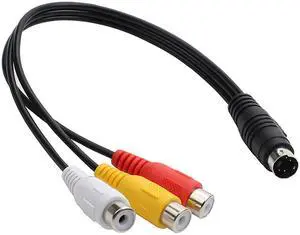 4 Pin S-Video to 3 RCA AV Female Cable for TV PC Computer Video AV Projector for Video TV Laptop Adapter Cable (27cm)