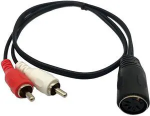 DIN 5 Pin to RCA Cable, 1.5Ft/50cm 5-Pin Din Female to 2 RCA Male Audio Adapter Cable for Electrophonic Bang & Olufsen, Naim, Quad, Stereo Systems