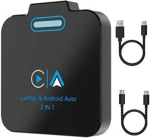 Android Auto & CarPlay Wireless Adapter - 2 in 1 Wireless for iPhone & Android, Plug & Play for Factory Wired Cars - Supports iOS 10+