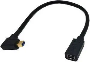 Mini DisplayPort Extension Cable, 1FT 90 Degree Mini DisplayPort (Mini DP) Male to Female 8K 1.4 Video Extension Cord with HBR2 support for with Mini DP PC/Laptop (Left Angle)