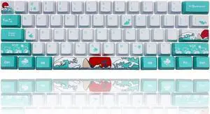 Keycap 60 Percent for GK61 RK61 Anne Pro, 104/87/61 Custom Fullsize Key Cap Set for Cherry Mx Gateron Kailh Switch 60% Mechanical Gaming Keyboard (Coral Sea)