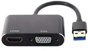 USB 3.0 & 2.0 to HDMI & VGA HDTV Adapter Cable External Graphics Card Compatible for Windows Mac Laptop