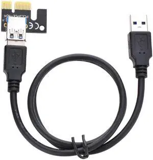PCI Express 16x to 1x Powered Riser Adapter Card w/60cm USB 3.0 Extension Cable and 4-Pin MOLEX to SATA Power Cable-GPU Riser Extender Cable-Ethereum Mining ETH (6 Pack)