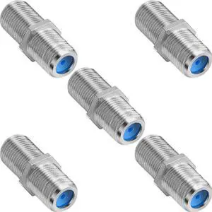 F81 Coaxial Cable Connector 3GHz F-Type RG6 Cable Extension Adapter (Pack of 5, Silver)