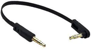 6 Inch 3.5mm Stereo Jack Audio Cable, 90 Degree Angle 1/8" 3.5mm TRS Male to Straight TRS Male Plug AUX Cord for Headphone, Headset, Car Audio, Home Audio, 1 Pack