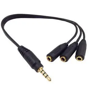 Stereo Audio Splitter Cable, 1FT Gold Plated 3.5mm TRRS Stereo Plug Male to 3 x 3.5mm Stereo Jack Female 1 Input 3 Output Audio Splitter Cable(1M/3F)