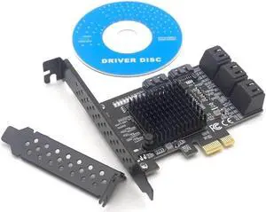 8 Ports SATA 3.0 to PCIe Expansion Card PCI Express 8 SATA Adapter 8 Port SATA 3 Converter with Heat Sink 88SE9215 Chip for HDD