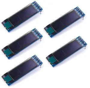 0.91 inch OLED LCD Display Module SSD1306 IIC 128x32 LCD OLED Screen 3.3V~5V 4PIN for Arduino White 5PCS