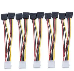 5pcs 4 Pin Molex to 2×15 Pin SATA Power Y-Cable Adapter for IDE 8 Inches 5pcs 4 Pin Molex to 2×15 Pin SATA Power Y-Cable Adapter for IDE 8 Inches
