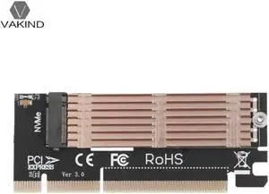 100x41mm M.2 NVMe SSD NGFF to PCIE 3.0 PCI Express X16/X4 Expansion Card Adapter M Key Interface with Heatsink Heat Sink