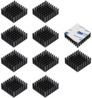 JVFYI 25x25x10mm Aluminum Heatsink 10-Pack with Thermal Tape, Small Cooler for Electronics, IC, LED, CPU & PCB Components